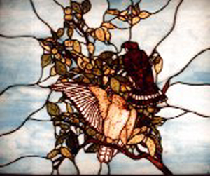 stained glass hawk window