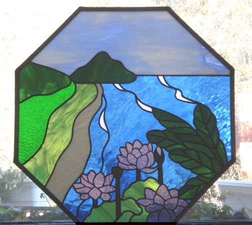 stained glass beach window
