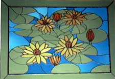 stained glass water lily window