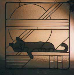 stained glass cat window