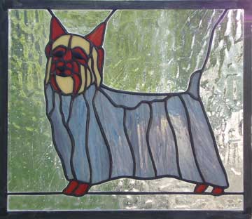 stained glass  silky terrier window