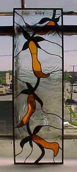 stained glass chile pepper window