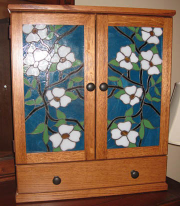 stained glass dog wood panels