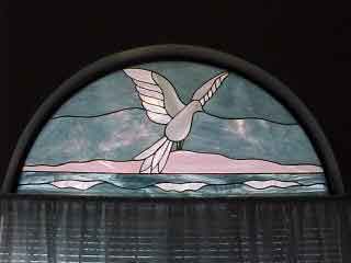stained glass bird window