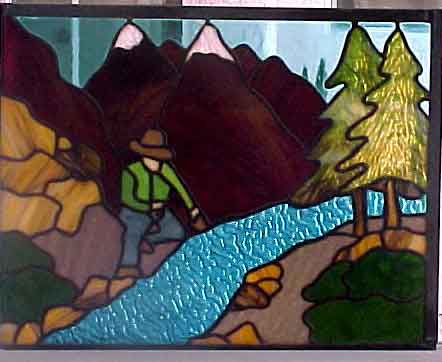 stained glass miner window