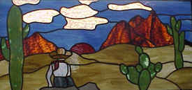 stained glass cowboy window