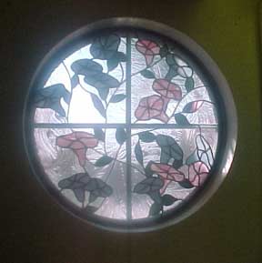stained glass morning glory window