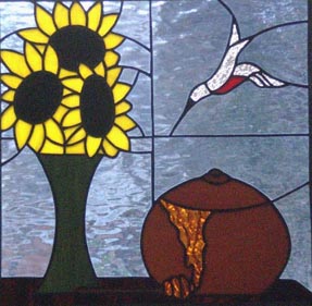 stained glass honey pot window