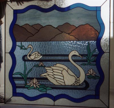 stained glass swan window