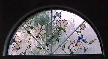 stained glass hummingbirds window