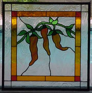 stained glass chili pepper window