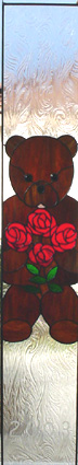 stained glass bear with roses window