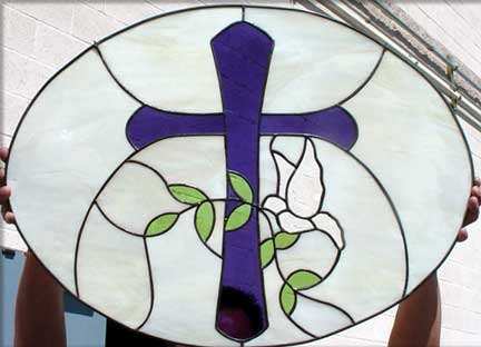 stained glass cross window