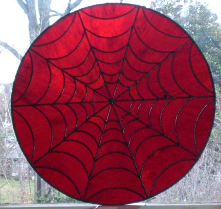 stained glass spider web window