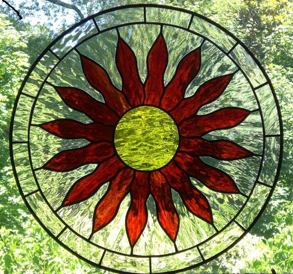 stained glass sun window