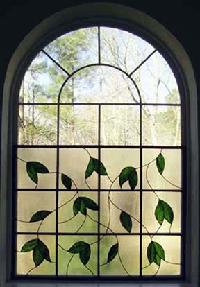 stained glass window leaf design