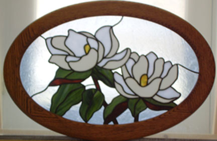 stained glass magnolia window