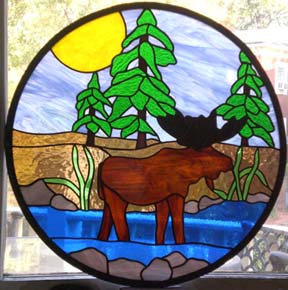 stained glass moose window