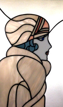 stained glass deco lady
