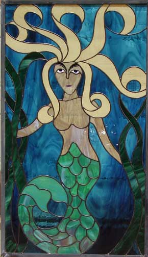 stained glass mermaid window