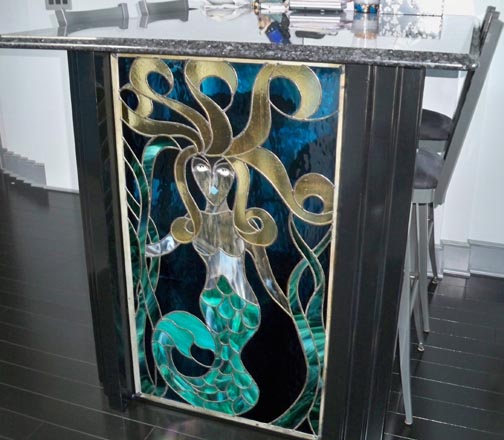 stained glass mermaid window