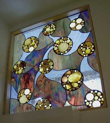 stained glass shell window