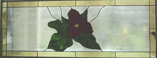 stained glass red trillium window