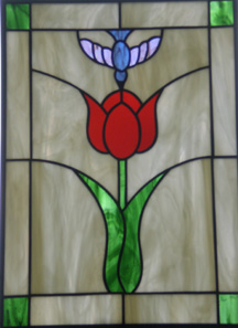 stained glass tulip window
