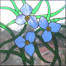 stained glass spiderwort window