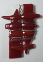 red fused glass necklace