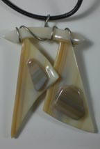 cream fused glass necklace