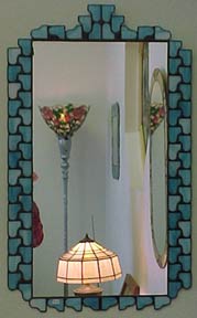 Stained Glass Mirror 16 inches by 26 inces Powder Blue $350