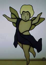 stained glass cherub