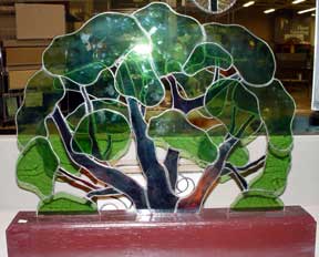 stained glass tree on stand
