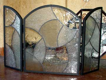 stained glass fire place screen