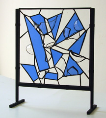 stained glass abstract panel on stand