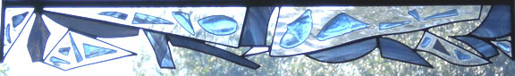 abstract stained glass and fused glass valance 30 inches by 4 inches $100