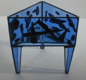 bluse stained glass candle holder